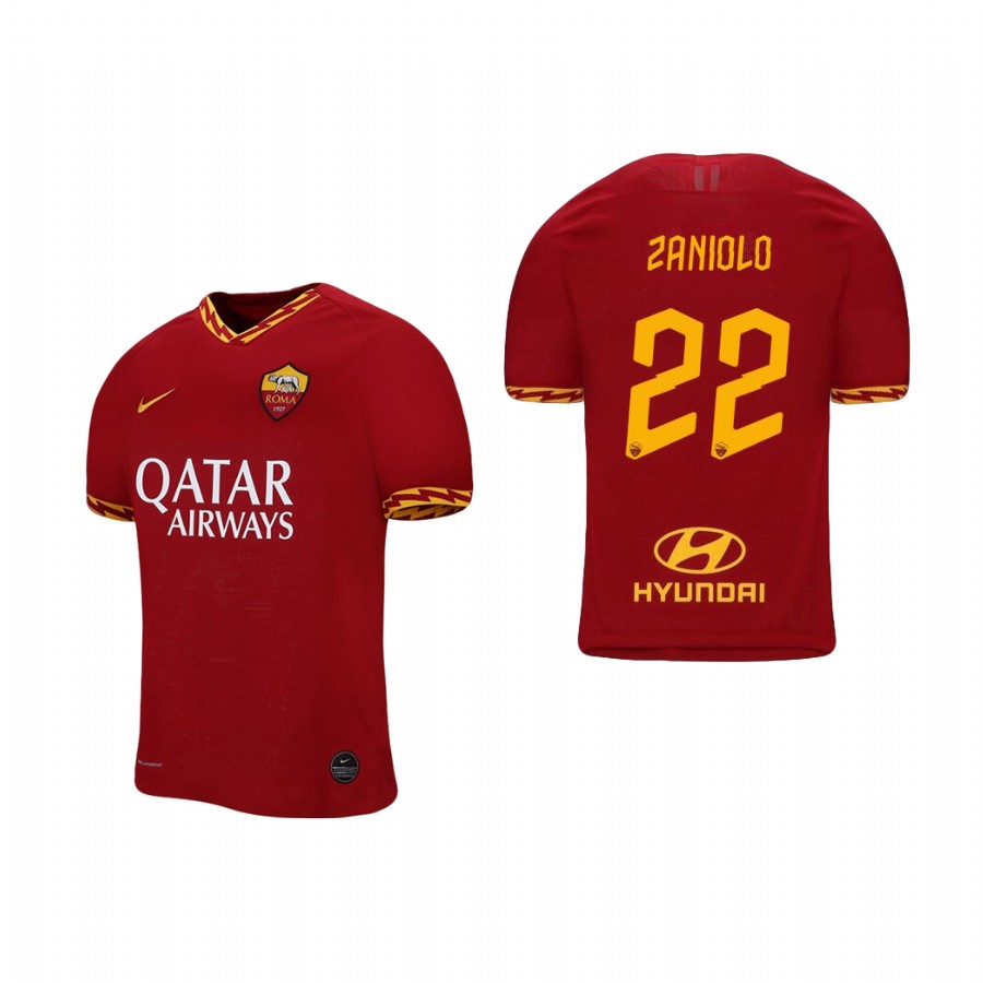 Men's Roma #22 Nicolo Zaniolo Red 2019 Soccer Club Home Official Jersey